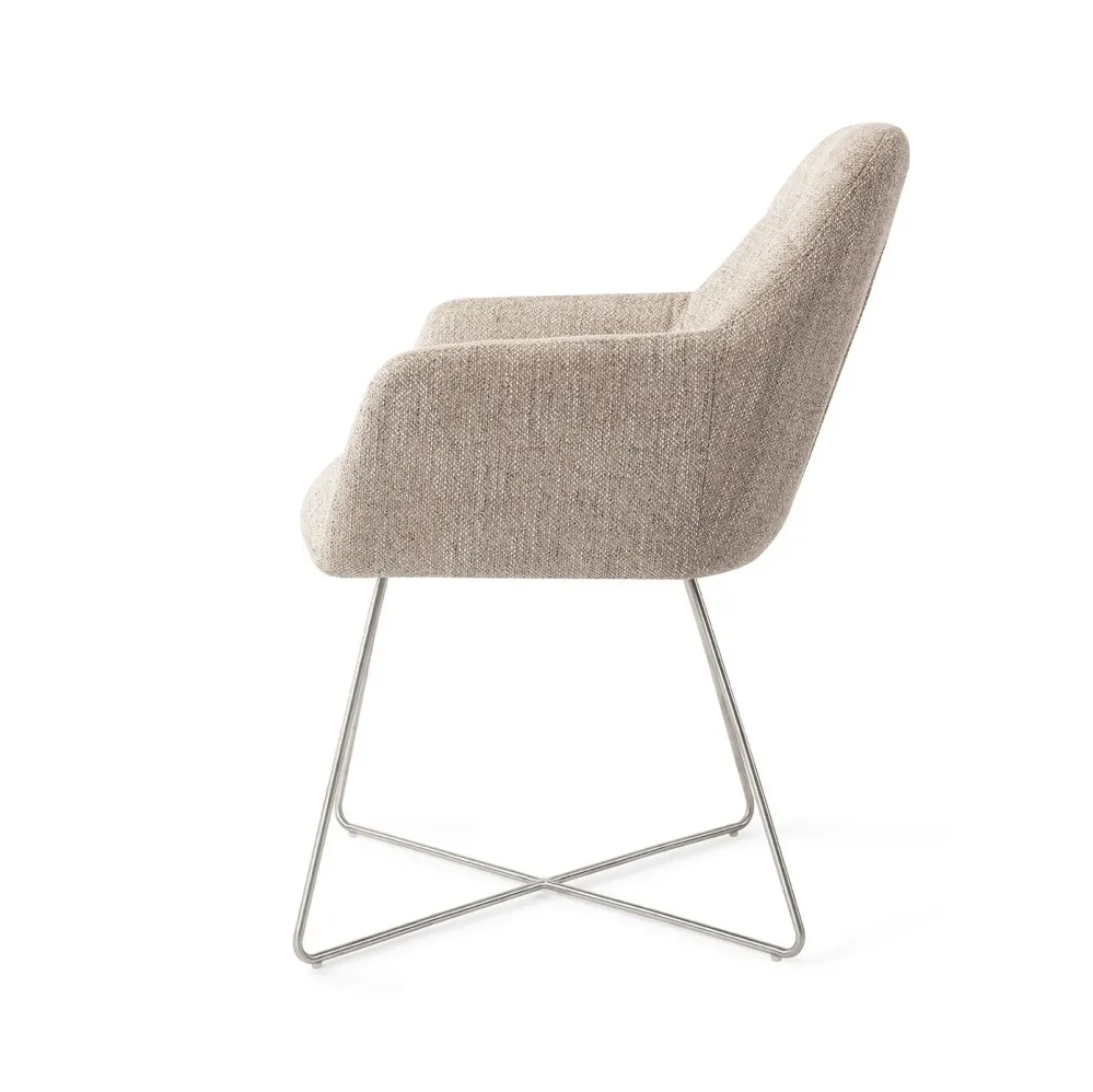 Jesper Home Yanai eetkamerstoel Biscuit Beach cross steel