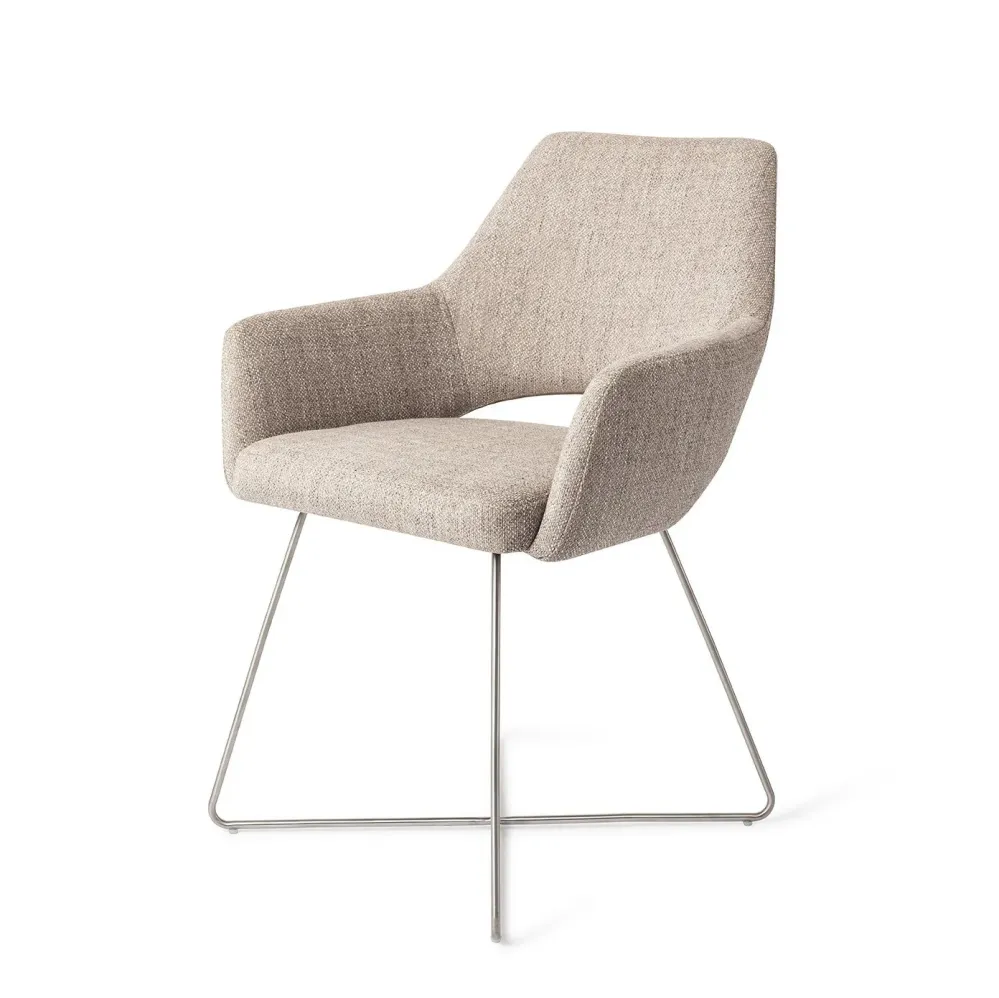 Jesper Home Yanai eetkamerstoel Biscuit Beach cross steel