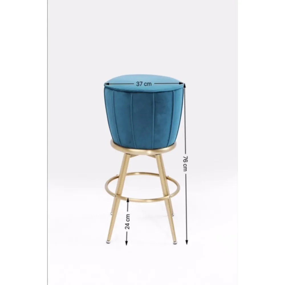 Kare Design Barkruk After Work - blauw - fluweel