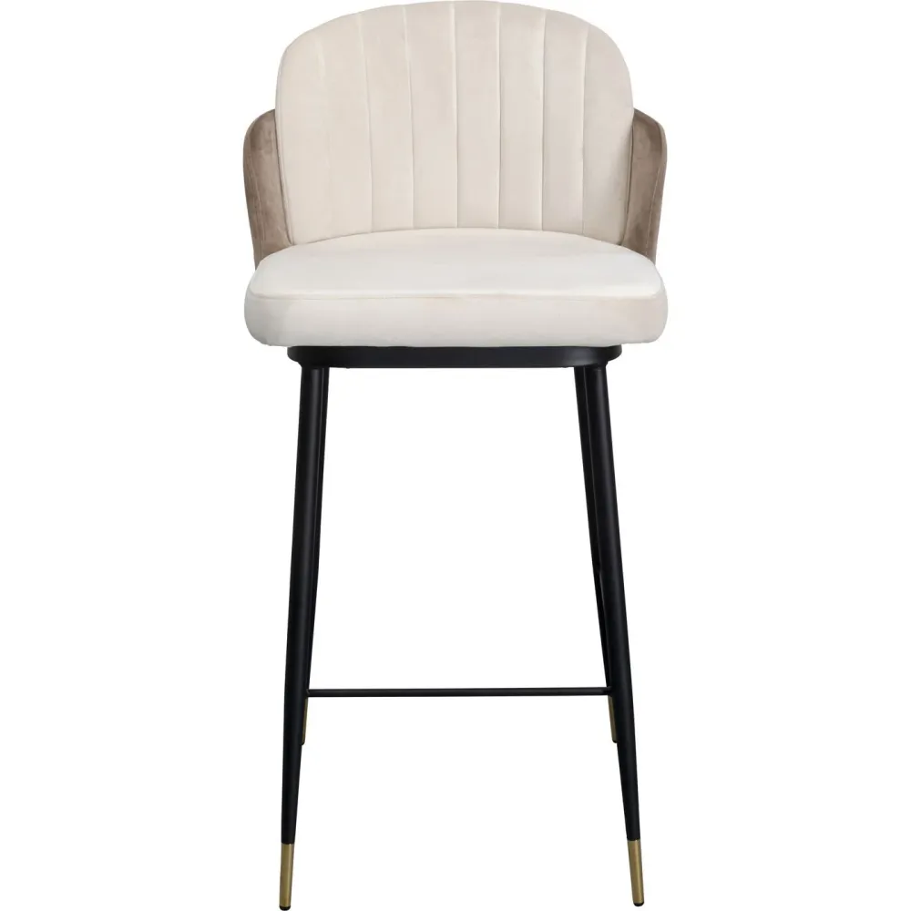 Kare Design Barkruk Hojas - fluweel - beige en taupe