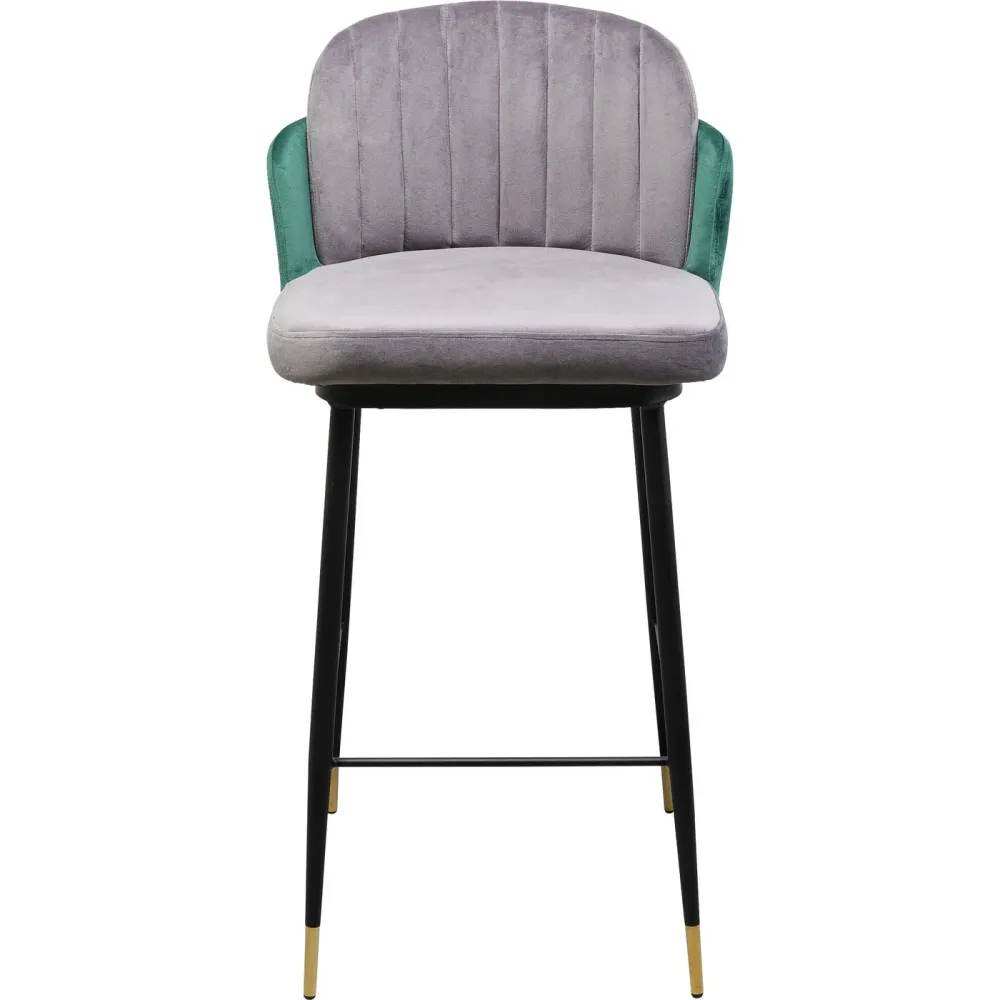 Kare Design Barkruk Hojas - fluweel - grijs en groen