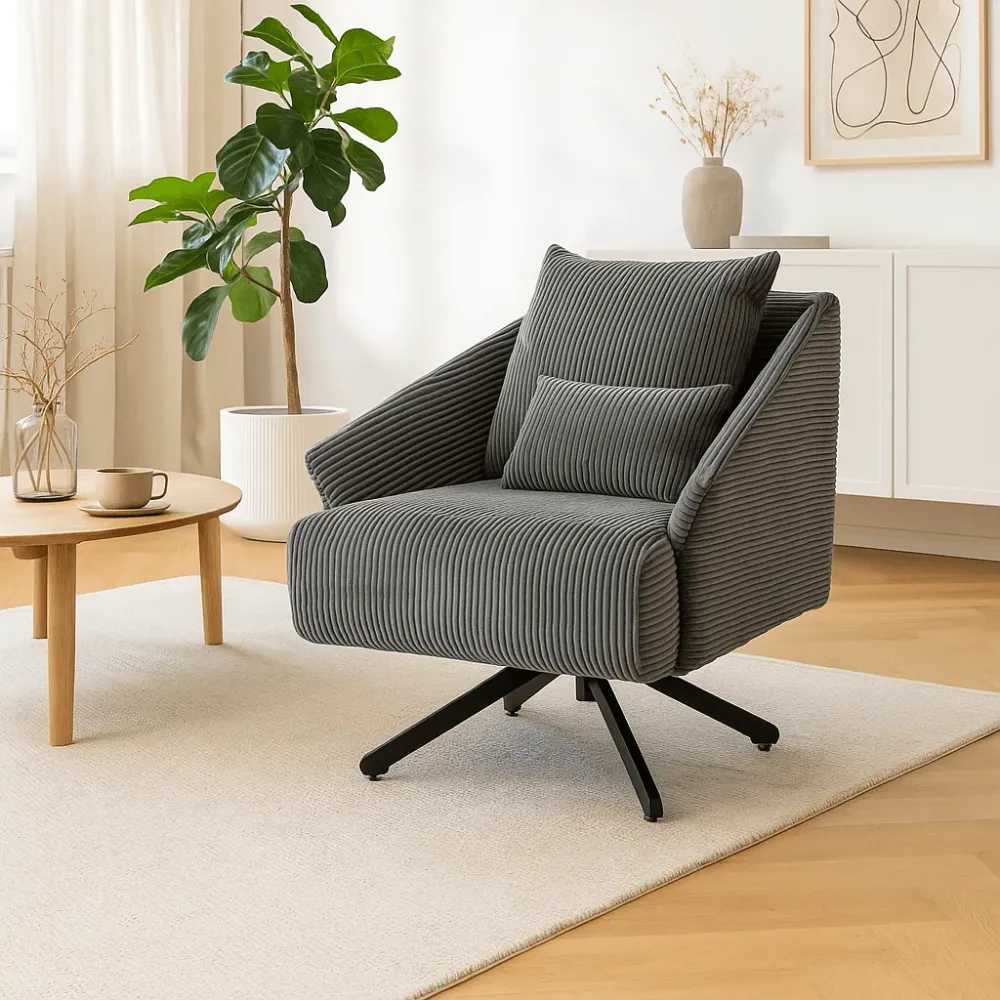 Kare Design Draaifauteuil Milo fluweel grijs
