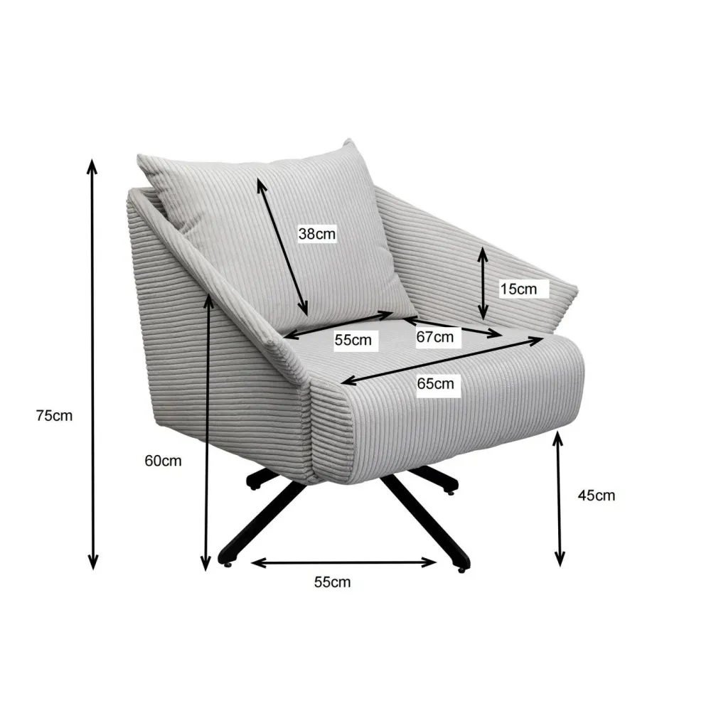 Kare Design Draaifauteuil Milo fluweel grijs