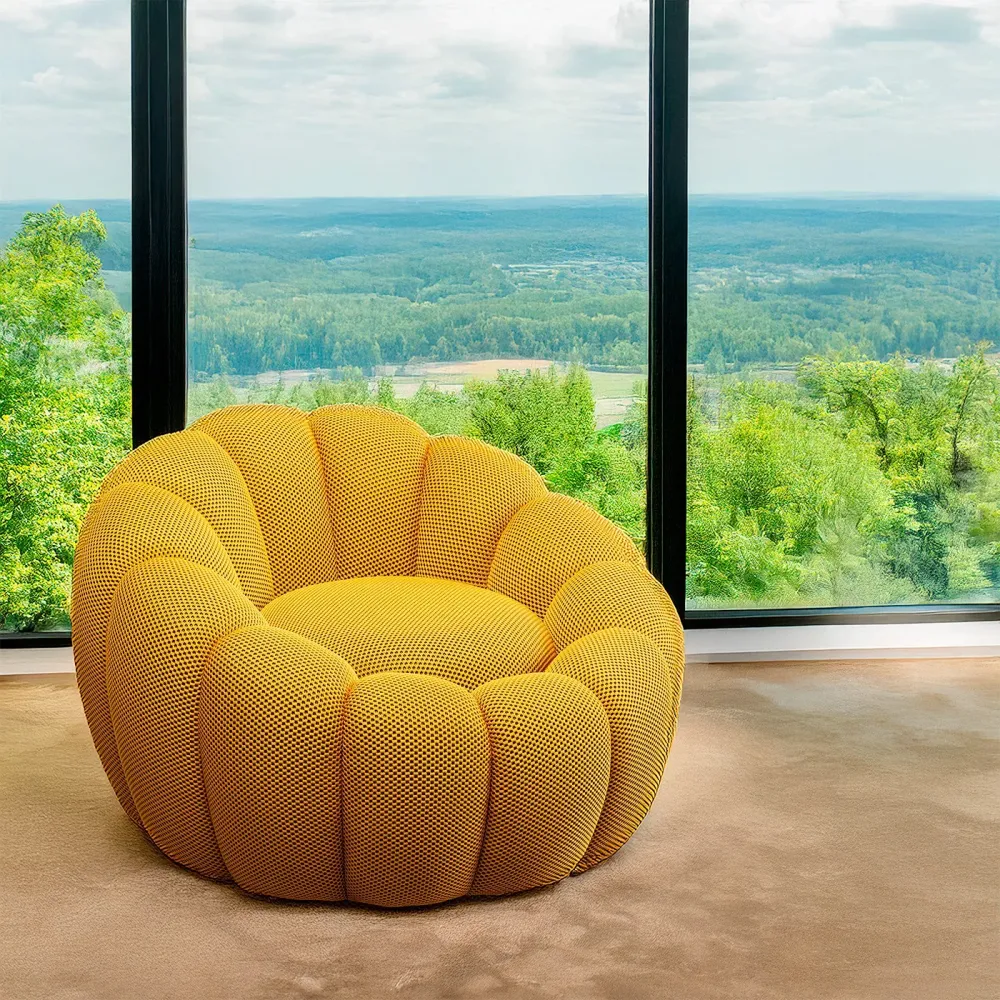 Kare Design Draaifauteuil Peppo Bloom geel