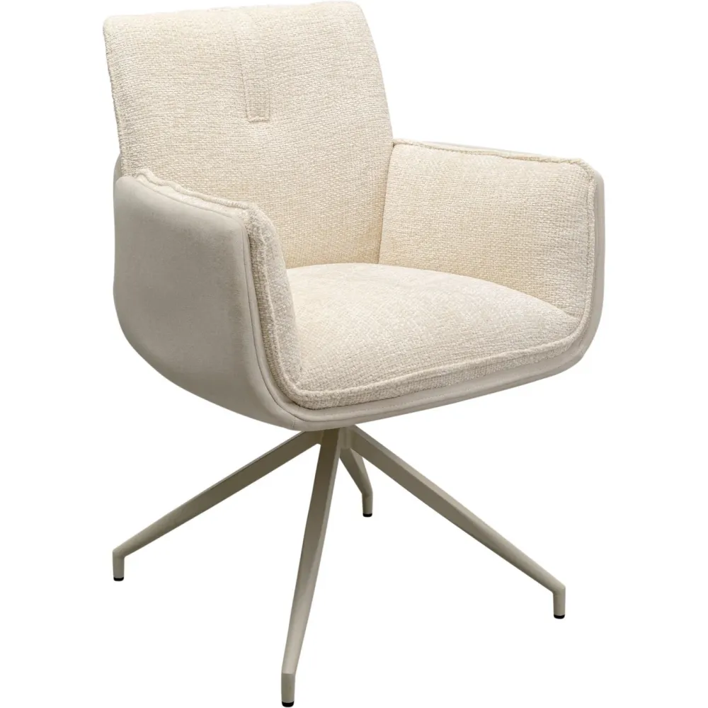 Kare Design Draaistoel met armleuningen Hilla creme