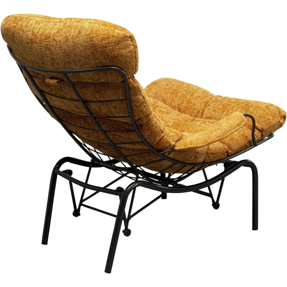 Kare Design Fauteuil en Voetensteun Vienna Swing geel