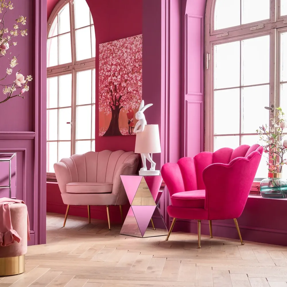 Kare Design Fauteuil Water Lily fluweel fuchsia