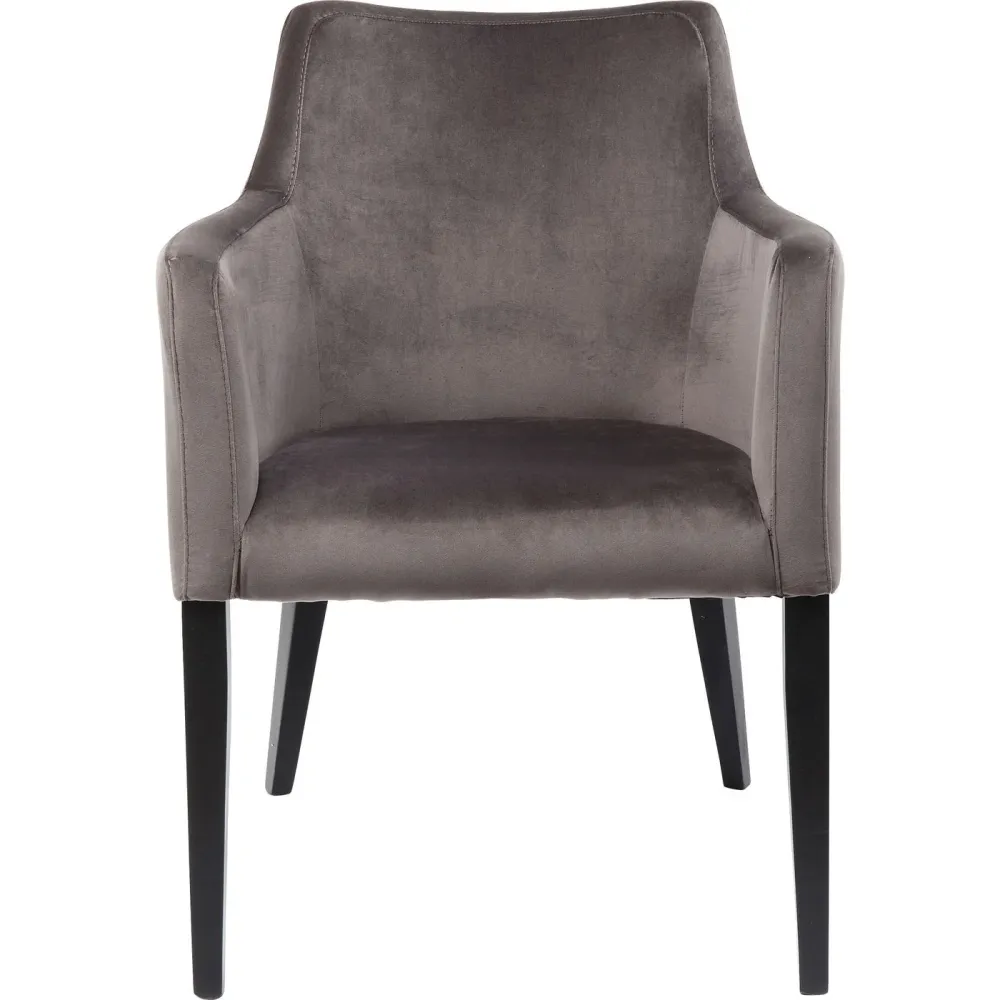Kare Design Stoel met armleuningen Mode fluweel grijs zwarte voeten