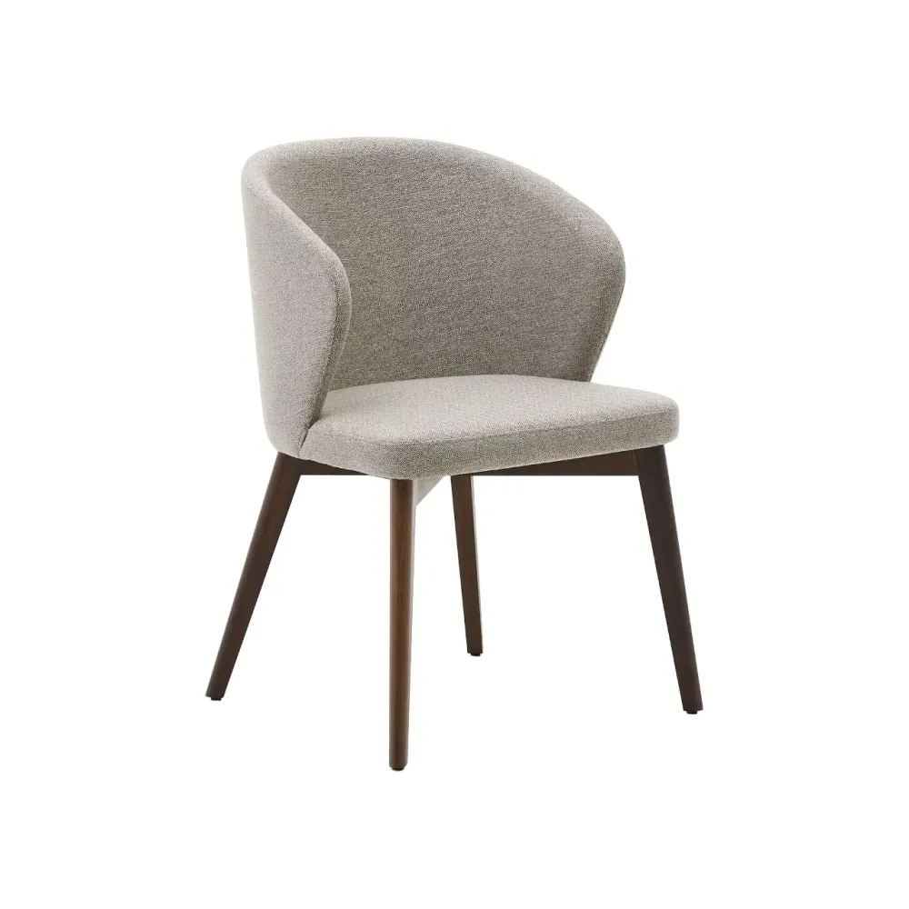 Kave Home Darice eetkamerstoel chenille Bruin walnoot