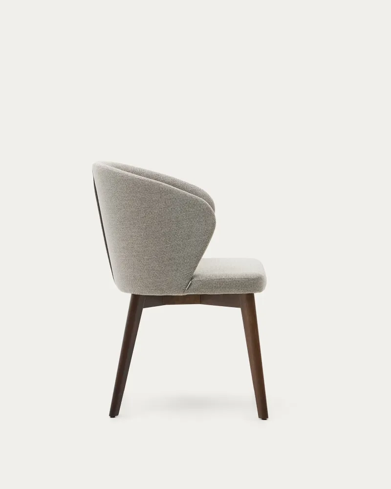Kave Home Darice eetkamerstoel chenille Bruin walnoot