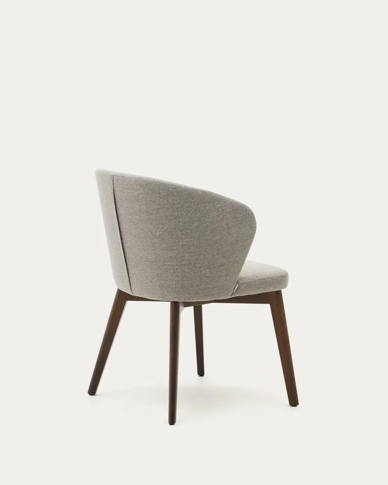 Kave Home Darice eetkamerstoel chenille Bruin walnoot