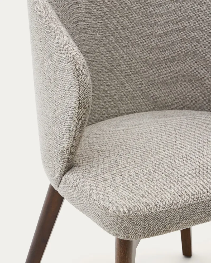 Kave Home Darice eetkamerstoel chenille Bruin walnoot