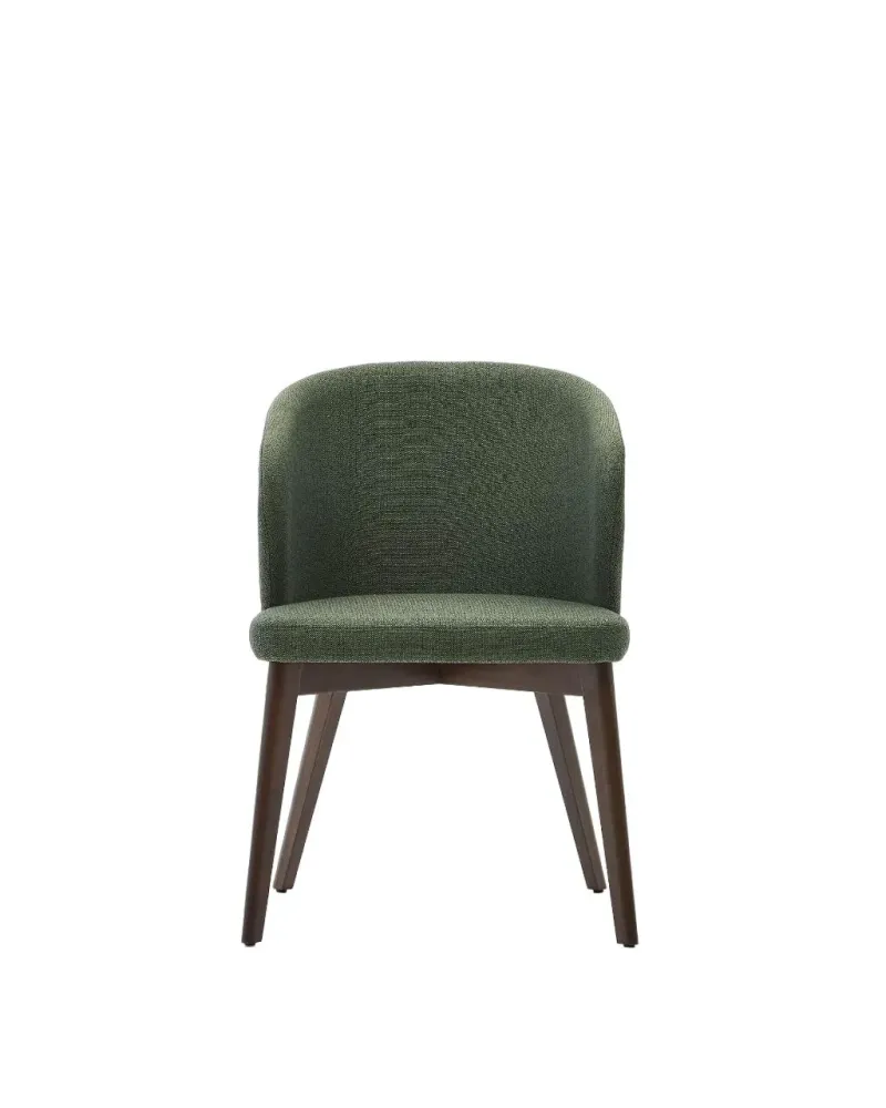 Kave Home Darice eetkamerstoel chenille Groen walnoot