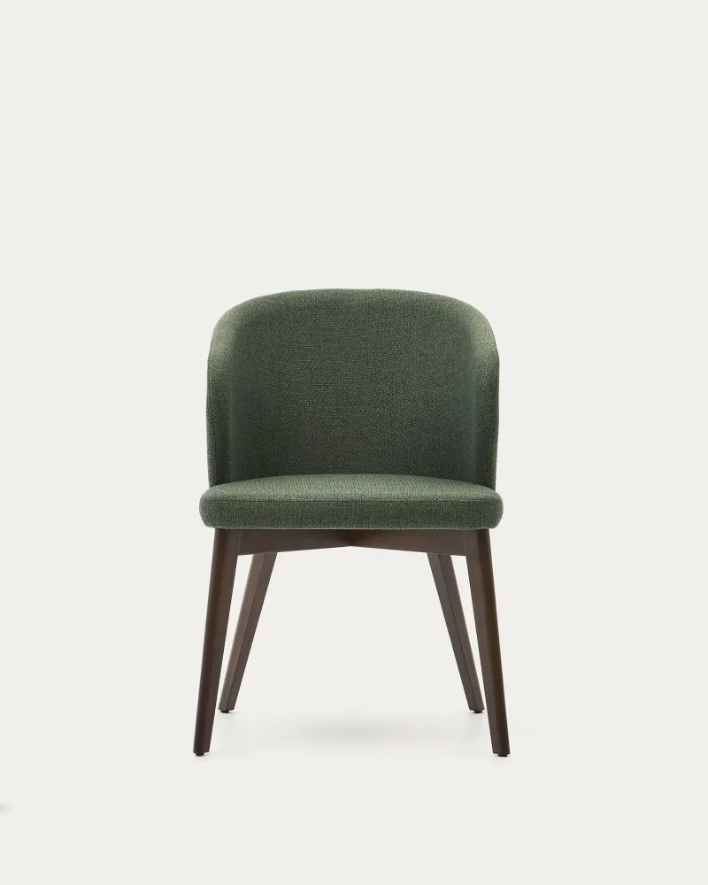 Kave Home Darice eetkamerstoel chenille Groen walnoot