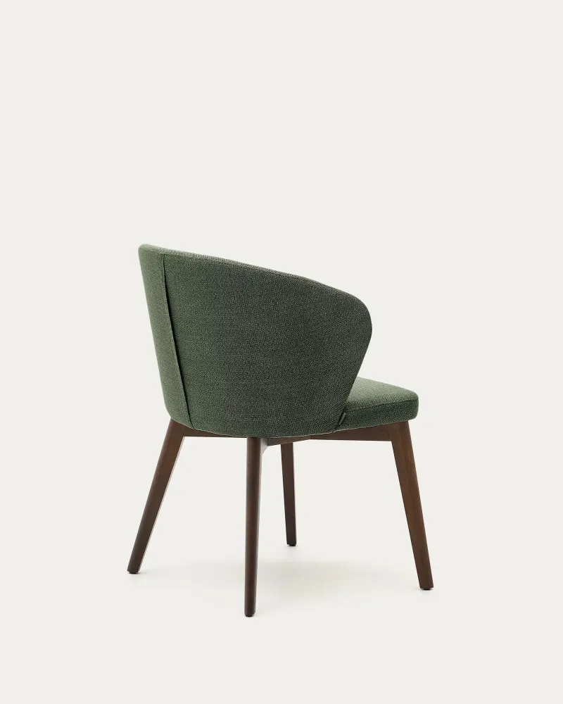 Kave Home Darice eetkamerstoel chenille Groen walnoot