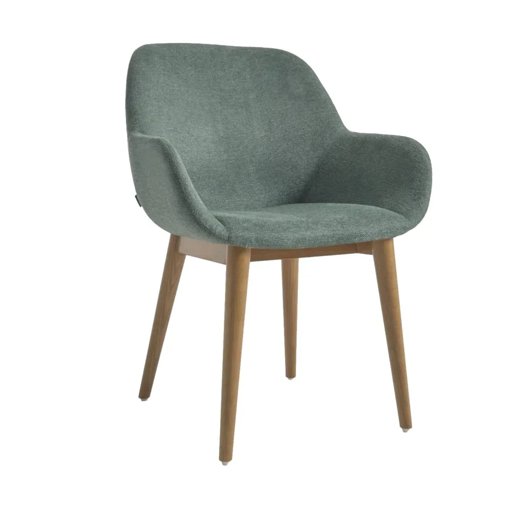 Kave Home Konna eetkamerstoel Groen poot hout