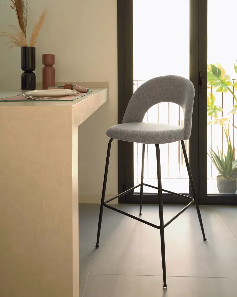 Kave Home Mahalia barkruk H63 Lichtgrijs
