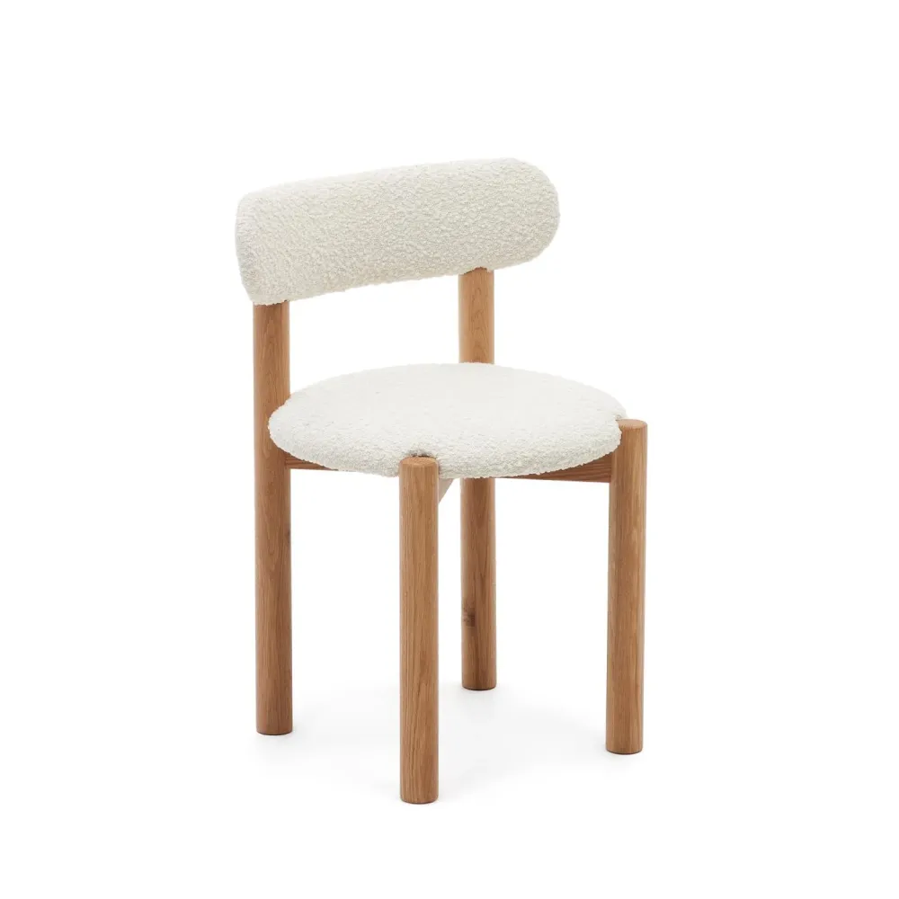 Kave Home Nebai eetkamerstoel bouclé Wit