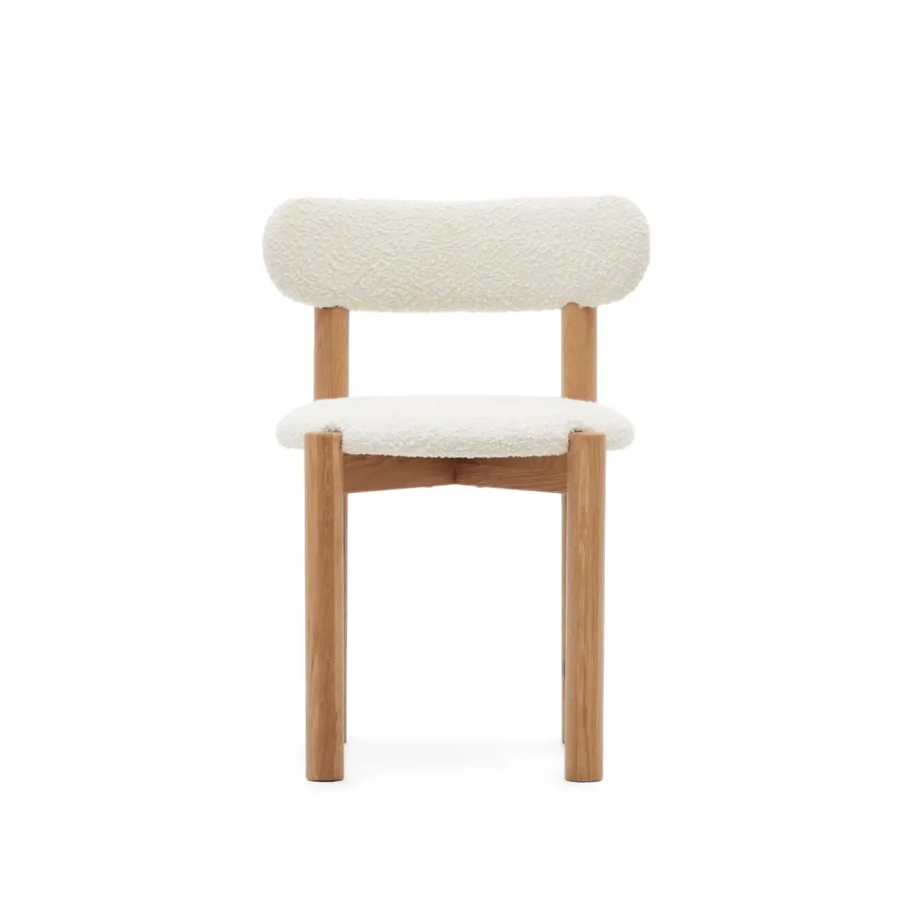Kave Home Nebai eetkamerstoel bouclé Wit