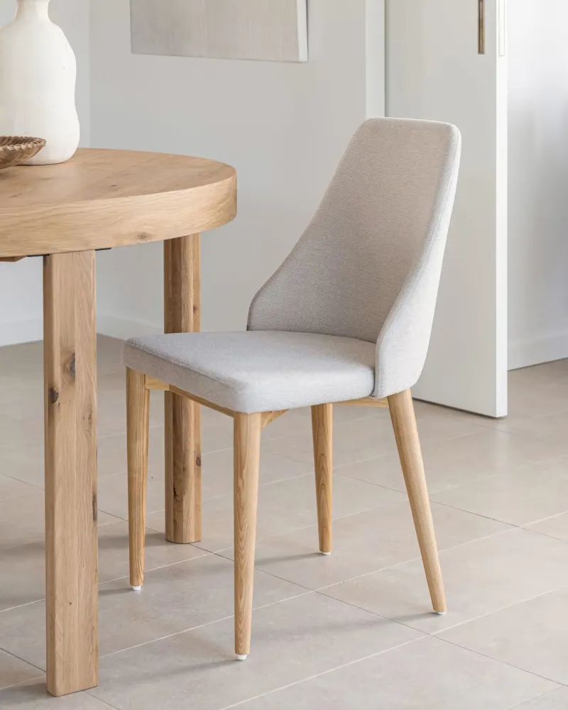 Kave Home Rosie eetkamerstoel chenille Beige