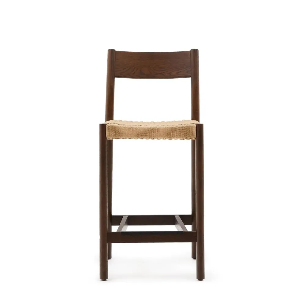 Kave Home Yalia barkruk H65 met rugleuning Walnoot