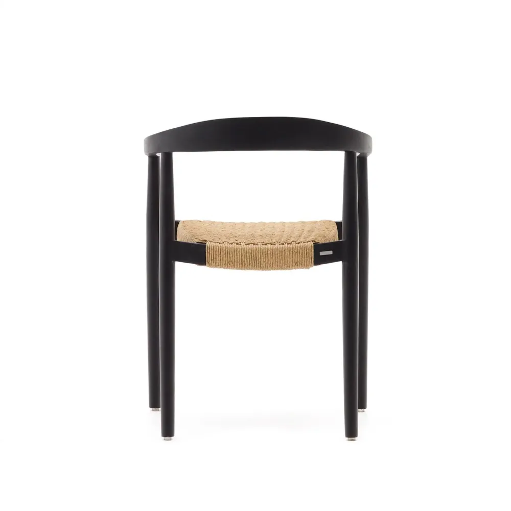 Kave Home Ydalia stoel Beige teakhout zwart