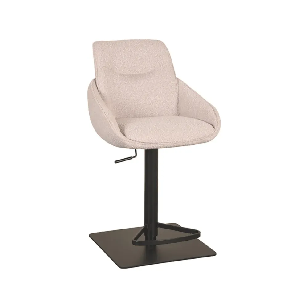 LABEL51 Barkruk Beauty - Naturel Bouclé - Zithoogte 55–82cm