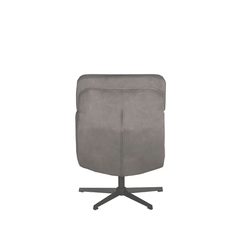 LABEL51 Fauteuil Alvar - Antraciet Stof - Draaibaar - Incl. Hocker