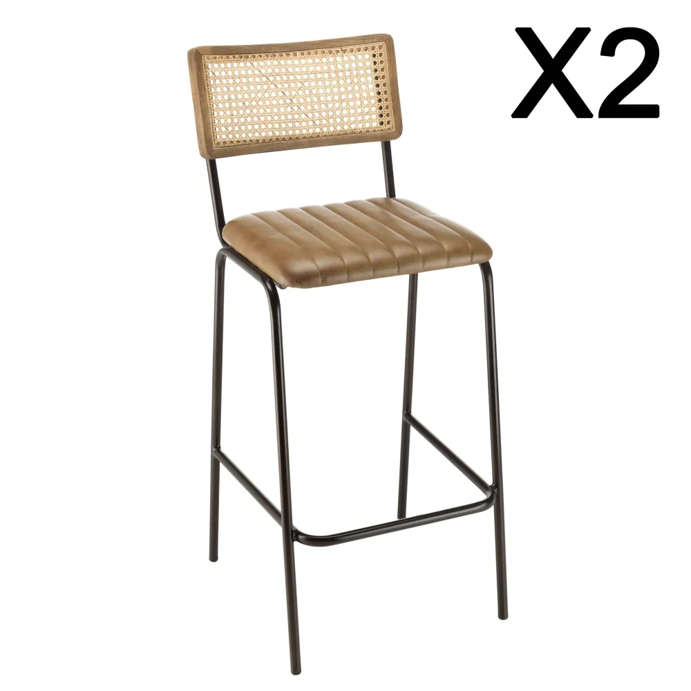 Set van 2 barkrukken Marcello leer Macabane