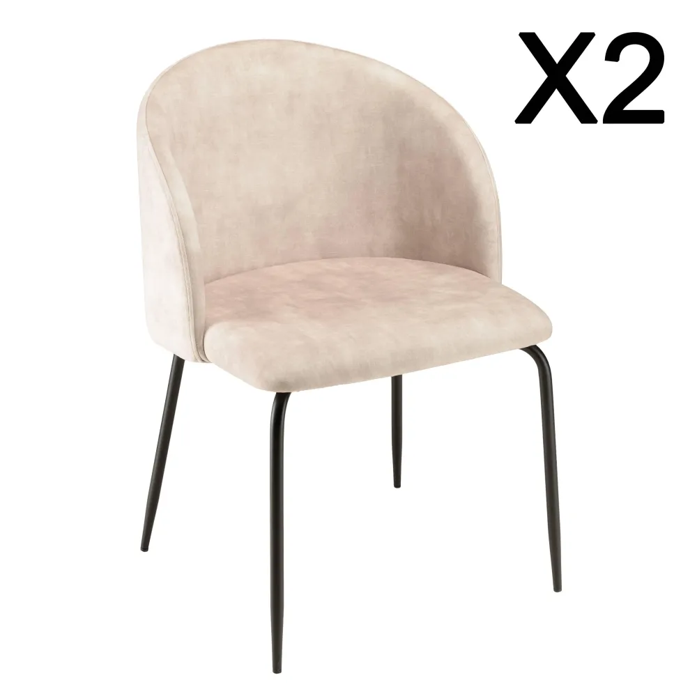 Set van 2 eetkamerstoelen Augustin velvet Macabane