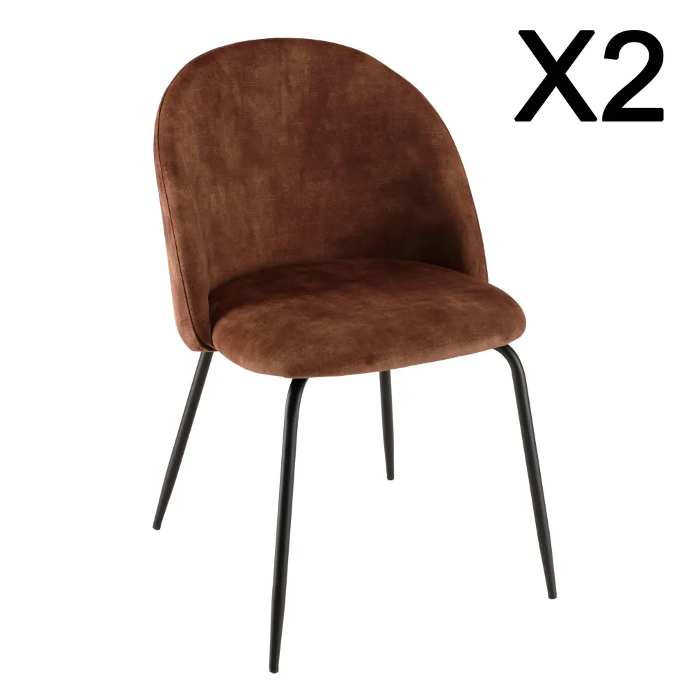 Set van 2 eetkamerstoelen Augustin velvet Macabane