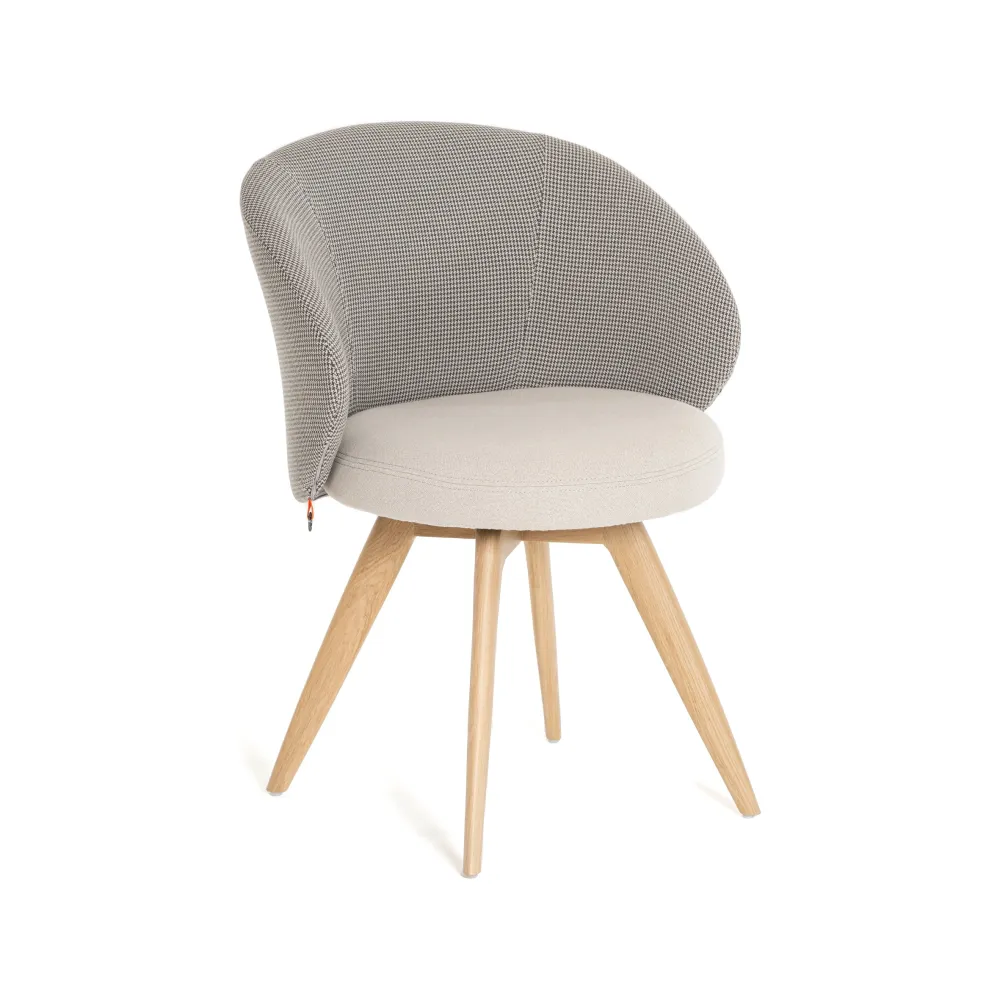 Mobitec Neo C1352 eetkamerstoel Vera Ecru/Karl Taupe poot eiken