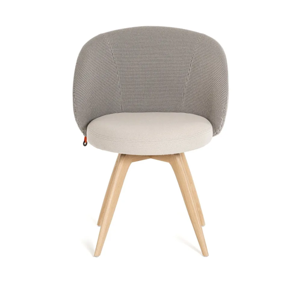 Mobitec Neo C1352 eetkamerstoel Vera Ecru/Karl Taupe poot eiken