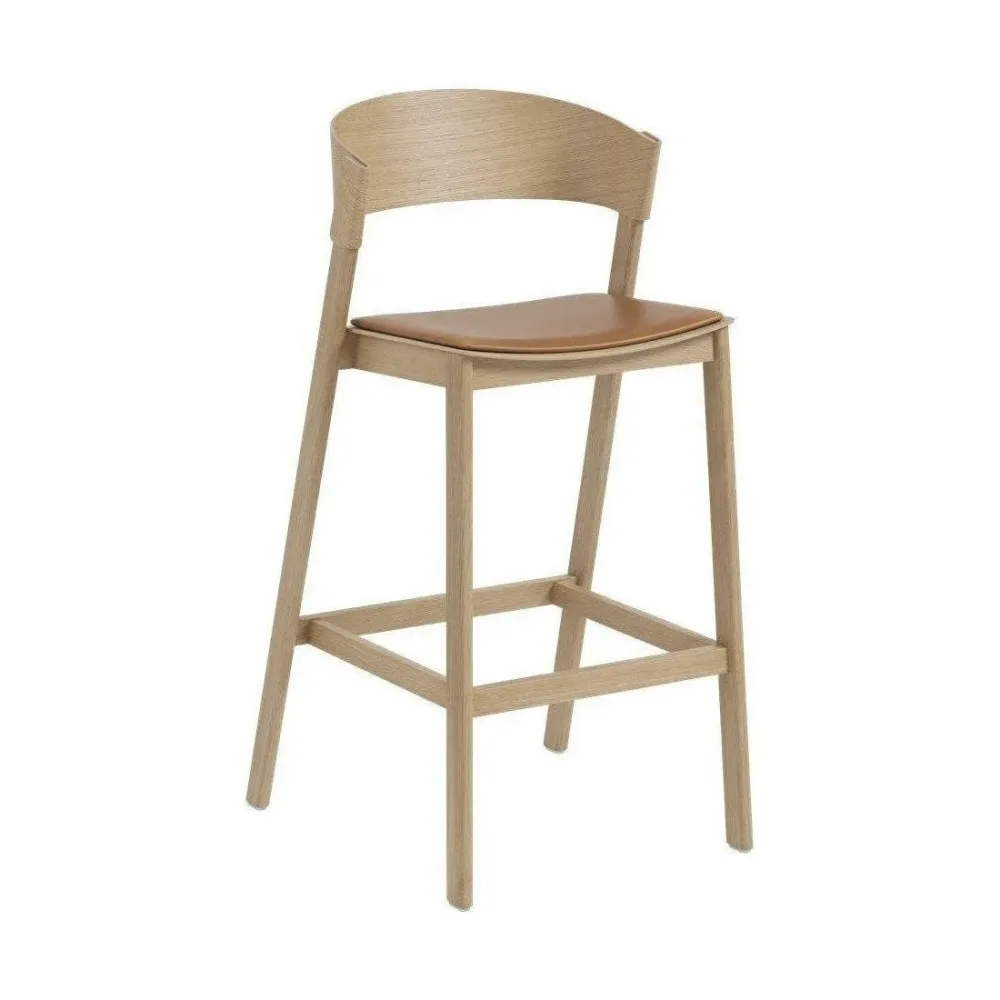Muuto Cover barkruk H75 gestoffeerd Cognac