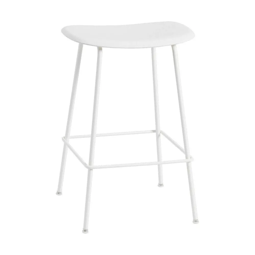 Muuto Fiber barkruk H65 Wit poot staal
