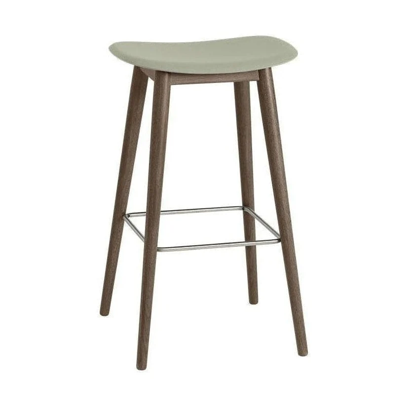 Muuto Fiber barkruk H75 Groen poot donker eikenhout