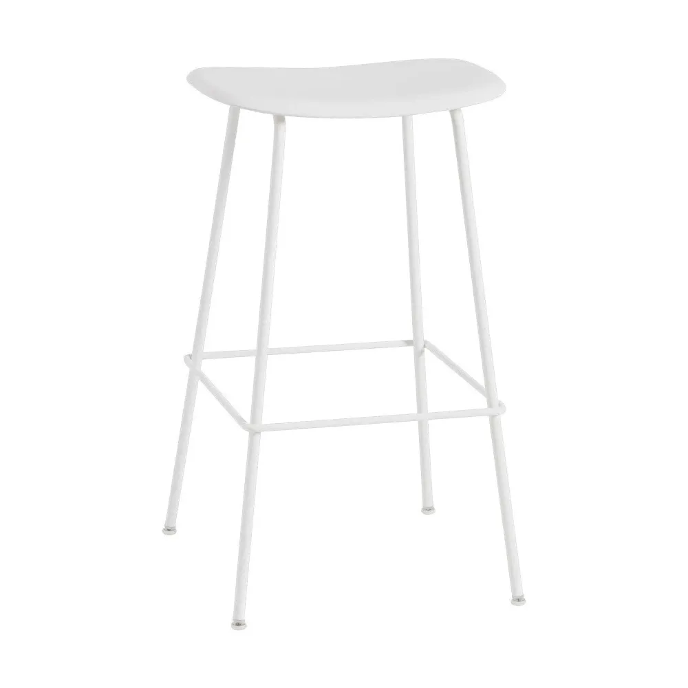 Muuto Fiber barkruk H75 Wit poot staal