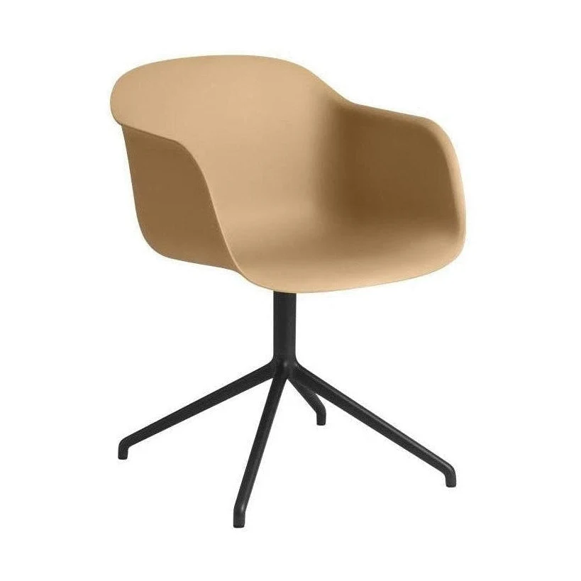 Muuto Fiber eetkamerstoel met arm Oker swivel