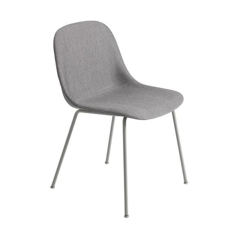Muuto Fiber Side eetkamerstoel gestoffeerd Remix 133 vierpoot staal