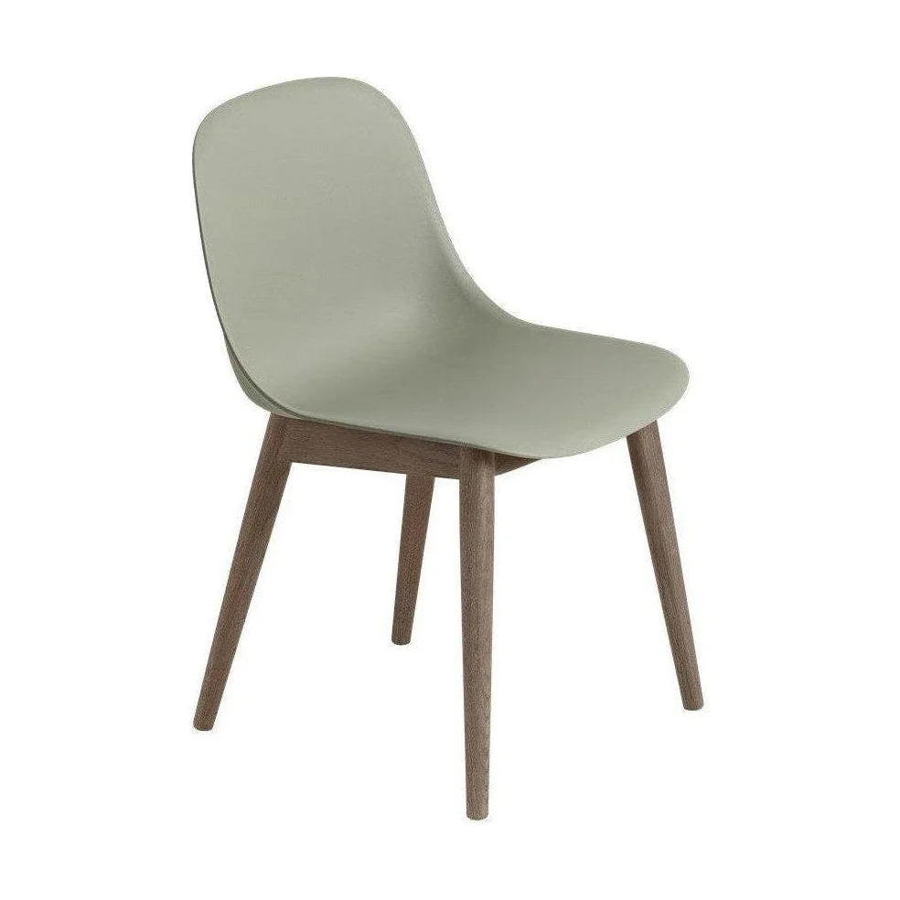 Muuto Fiber Side eetkamerstoel Groen vierpoot donker eikenhout
