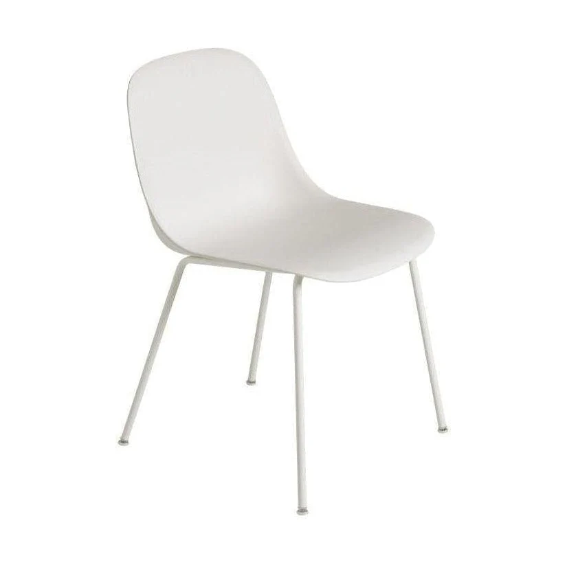Muuto Fiber Side eetkamerstoel Wit vierpoot staal