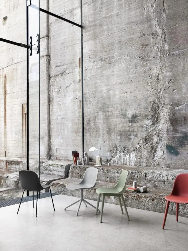Muuto Fiber Side eetkamerstoel Wit vierpoot staal