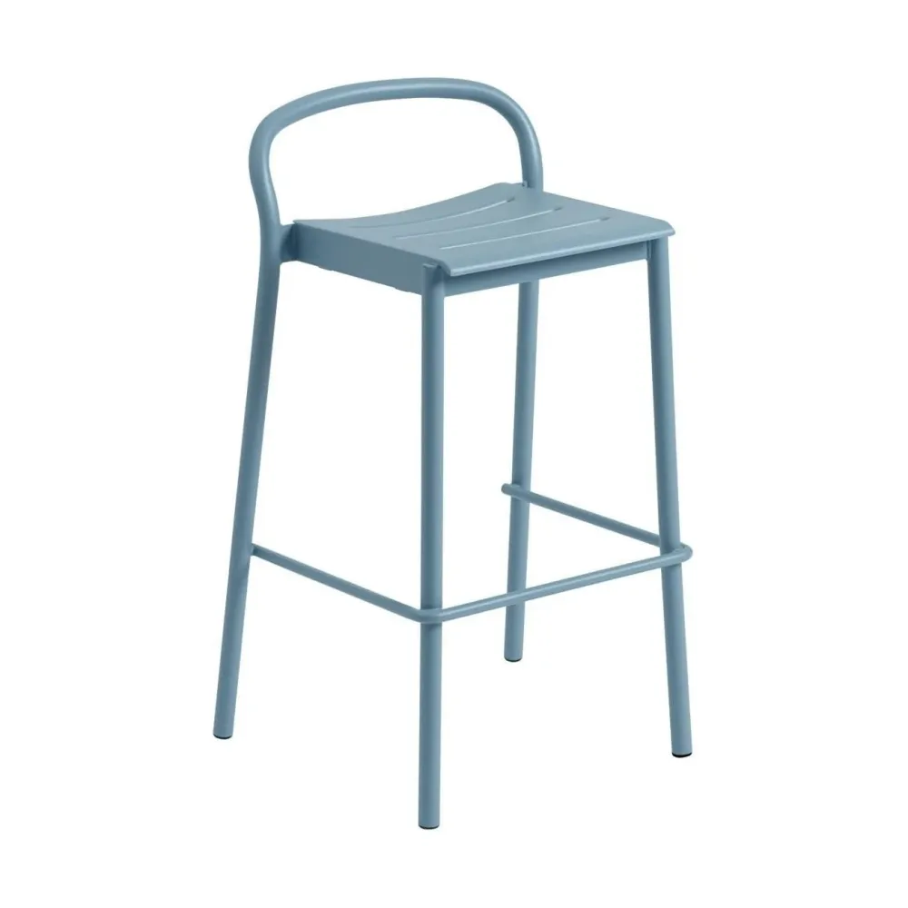 Muuto Linear Steel tuin barkruk H75 Pale Blue