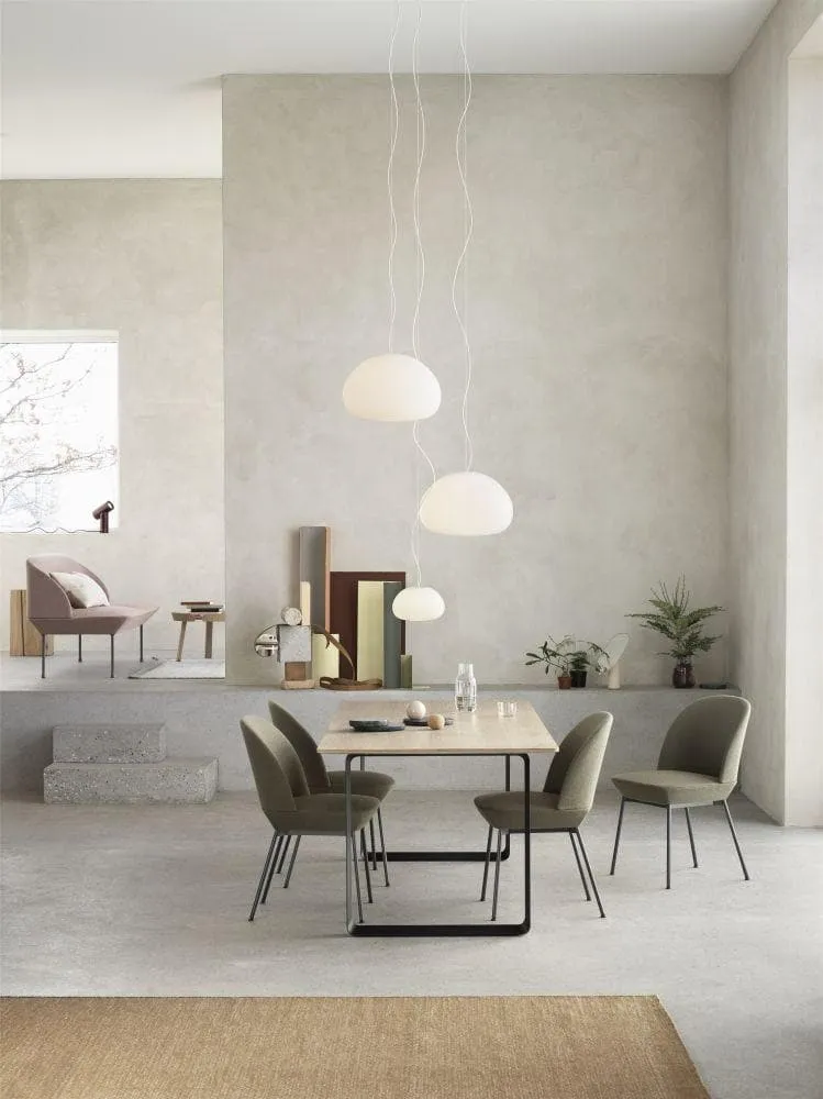 Muuto Oslo Side eetkamerstoel gestoffeerd Steelcut 240 vierpoot chroom
