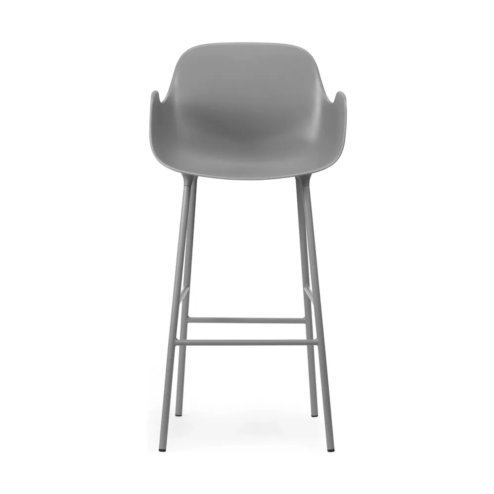Normann Copenhagen Form barkruk H65 met armleuning Grey vierpoot staal