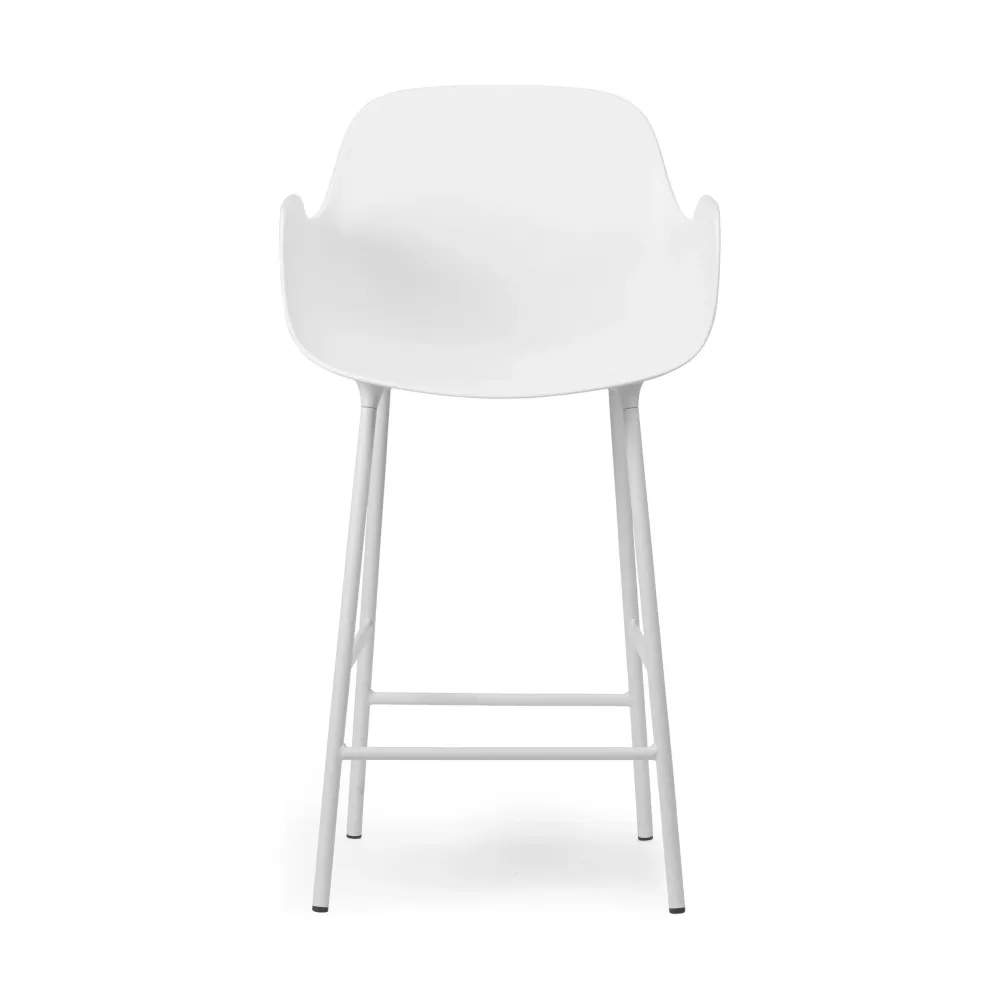 Normann Copenhagen Form barkruk H65 met armleuning White vierpoot staal