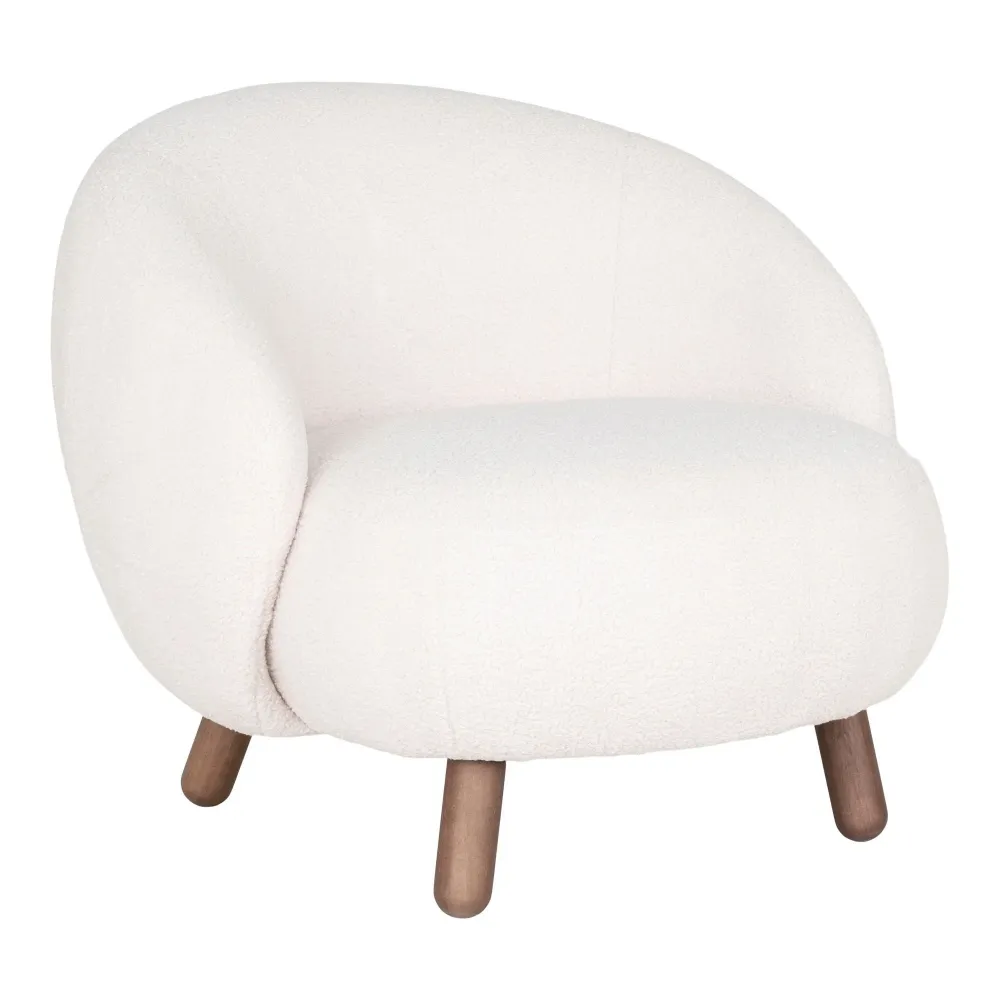 Rebellenclub Fauteuil Bilby - Wit Met Walnoot Poten