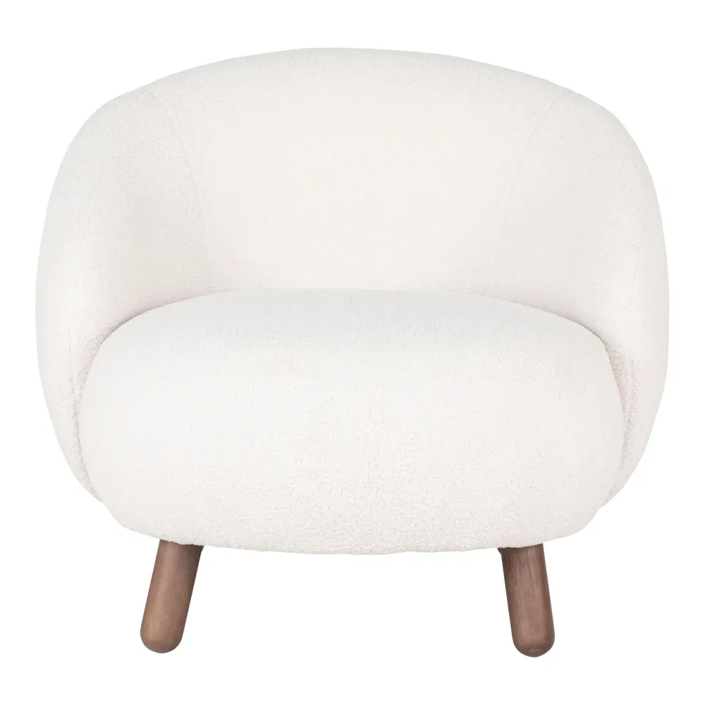 Rebellenclub Fauteuil Bilby - Wit Met Walnoot Poten