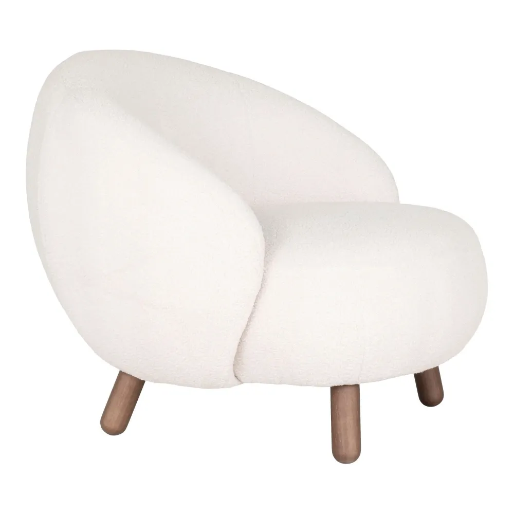 Rebellenclub Fauteuil Bilby - Wit Met Walnoot Poten