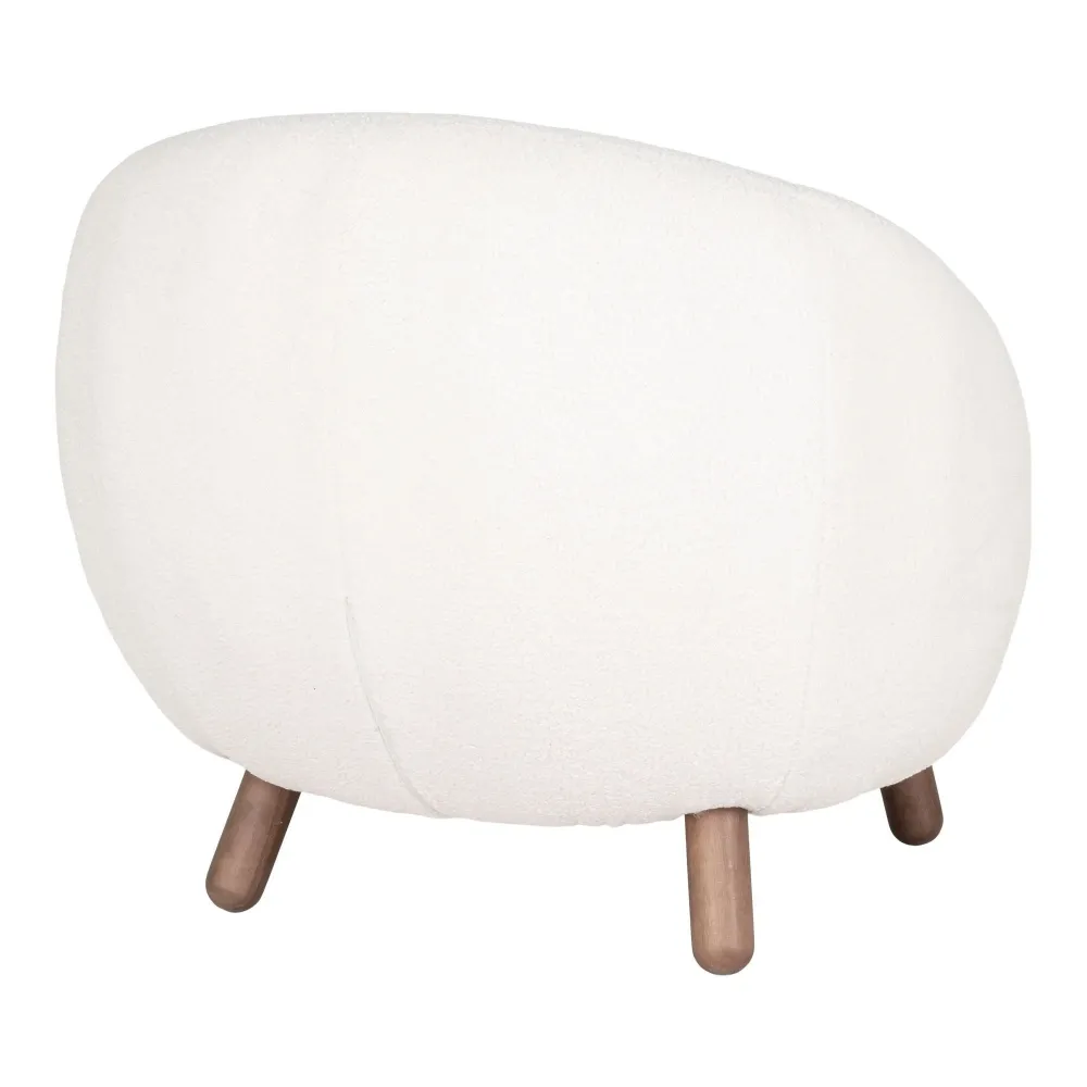Rebellenclub Fauteuil Bilby - Wit Met Walnoot Poten